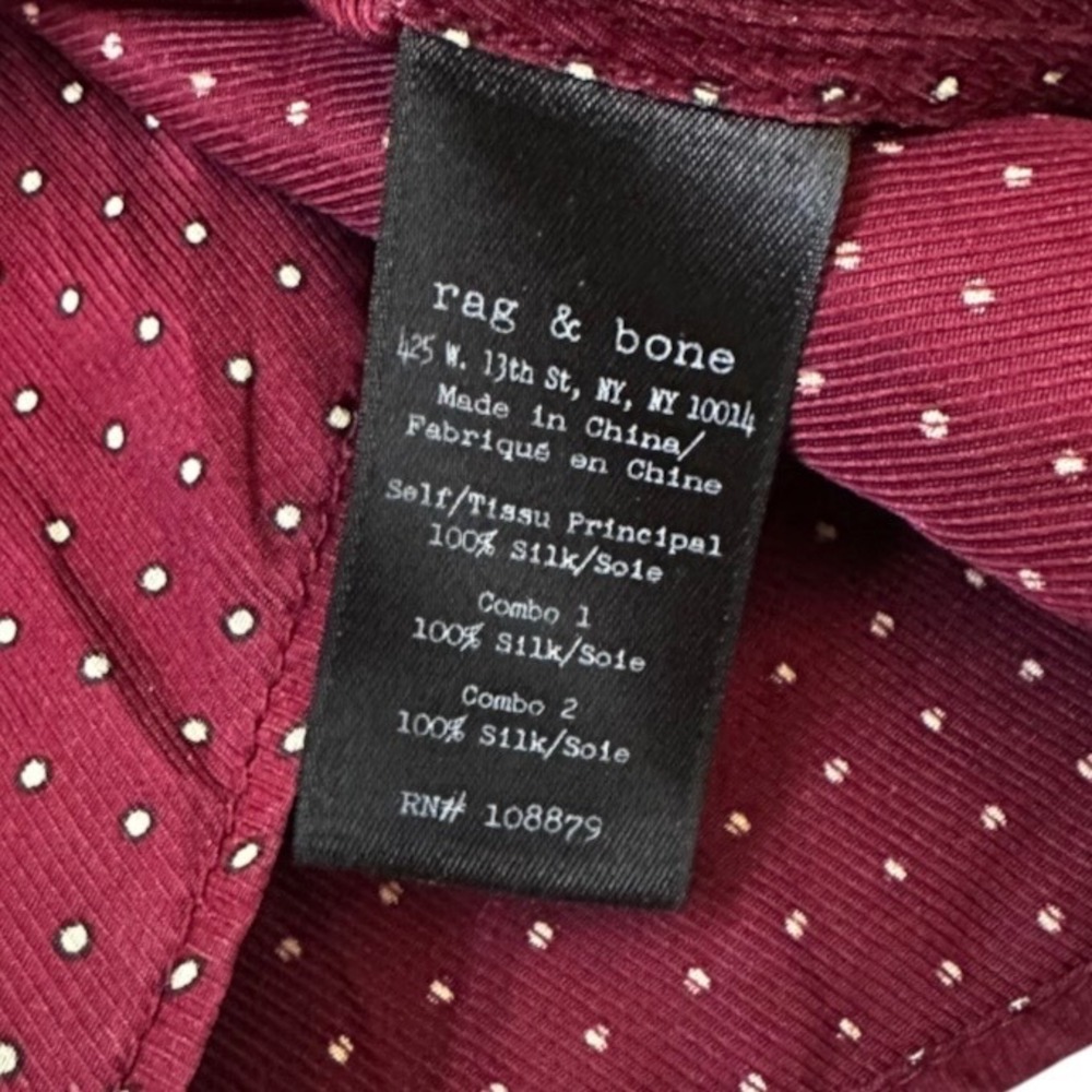 Rag & Bone Women Teddy Burgundy Silk Geometric Racerback Tank Top Medium | 0136 - Picture 9 of 10